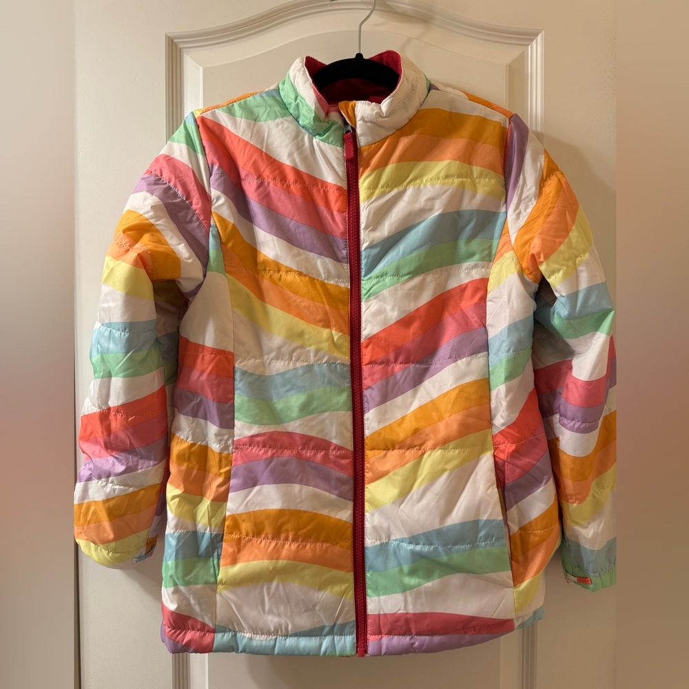 NWOT Multicolor Striped Kids Puffer Jacket
